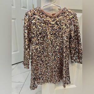 Mango Girls Rose Gold Sequin Dress - 2T/3T